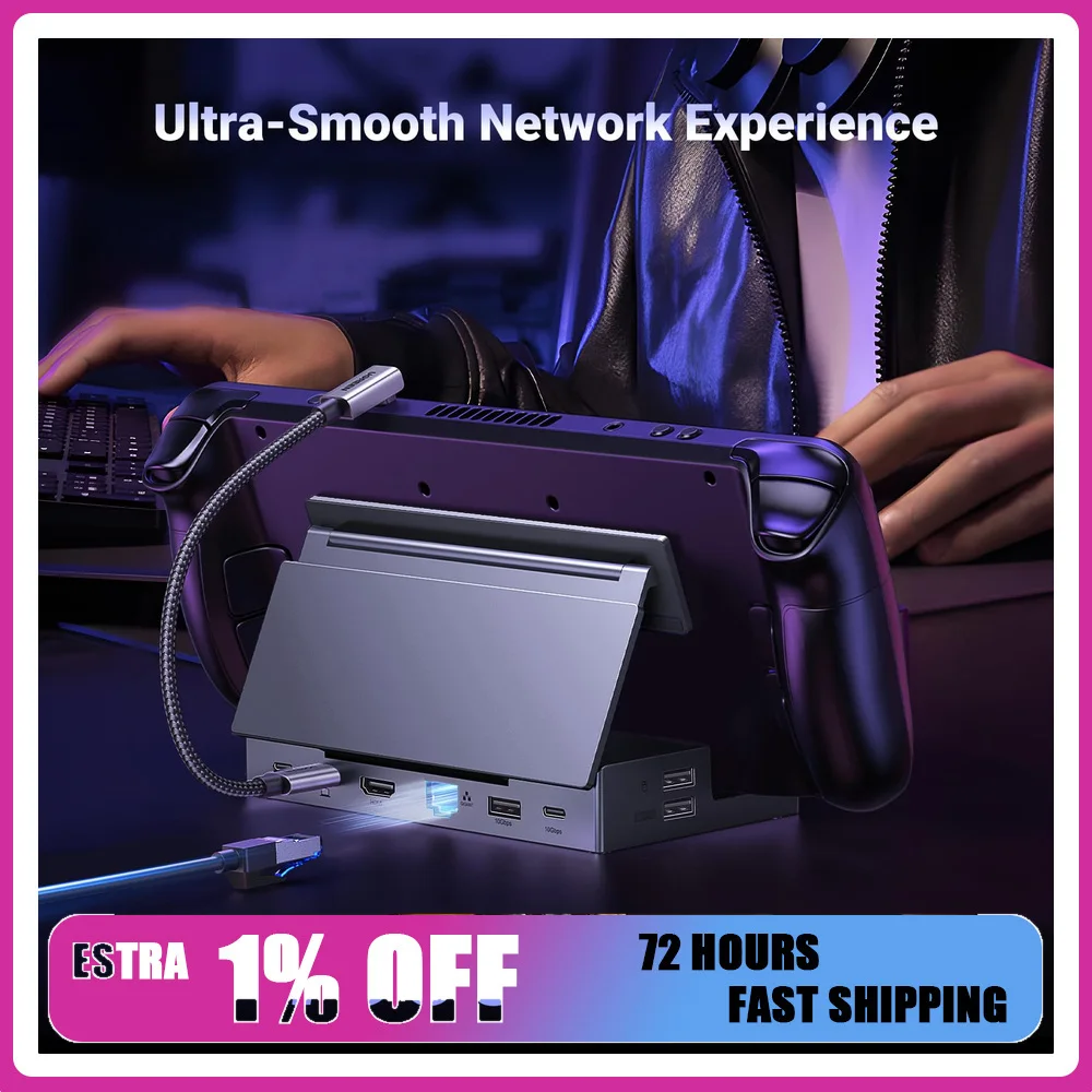 UGREEN 25869 9-in-1 Steam Deck Docking Station 4K 60Hz HDMI 10Gbps USB Gigabit Ethernet SD TF 100W PD for ROG Ally.