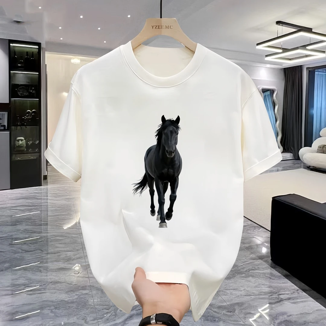 

Свободная футболка из чистого хлопка с принтом, повседневный летний топ для молодых мужчин больших размеров