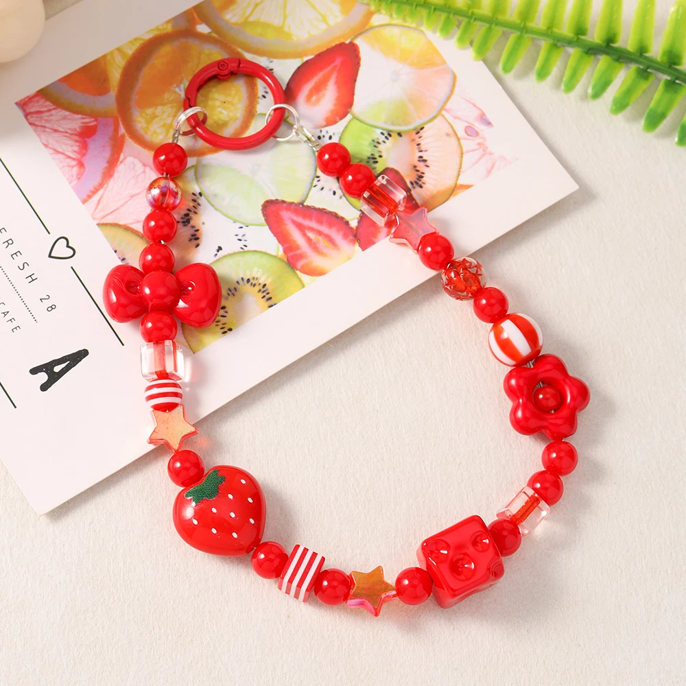 Aihua Handy-Lanyard mit Schleifen-Design, Perlenarmband, Schlüsselanhänger für das Auto, Cartoon-Design, Anti-Verlust-Hängeband, Handgelenksband, Geschenk für Frauen – Detail 11