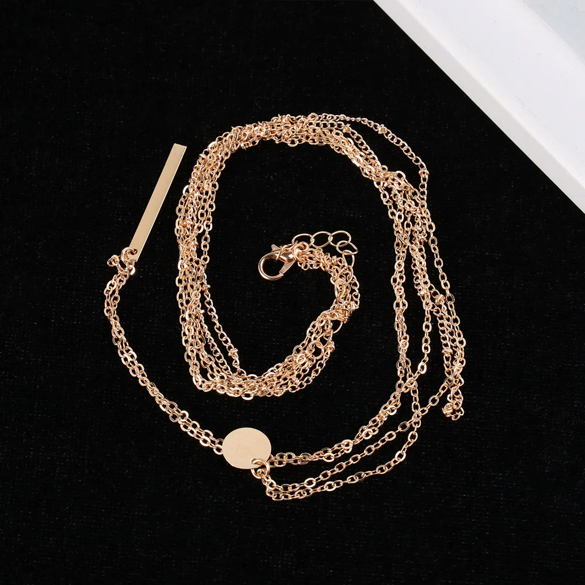 1Pcs Multi-Layer Short Necklace Alloy Metal Bar Pendant for Ladies Lightweight Premium Shining Plate Necklace Long-Lasting Color