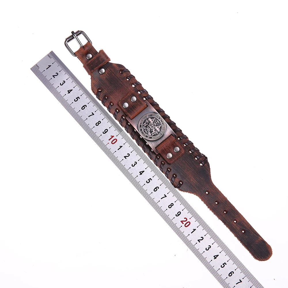 Vassago New Dropshipping Uriel Archangel Pattern Pulseira Masculina Penal Angel Wristband Adjustable Leather Bracelet Jewelry