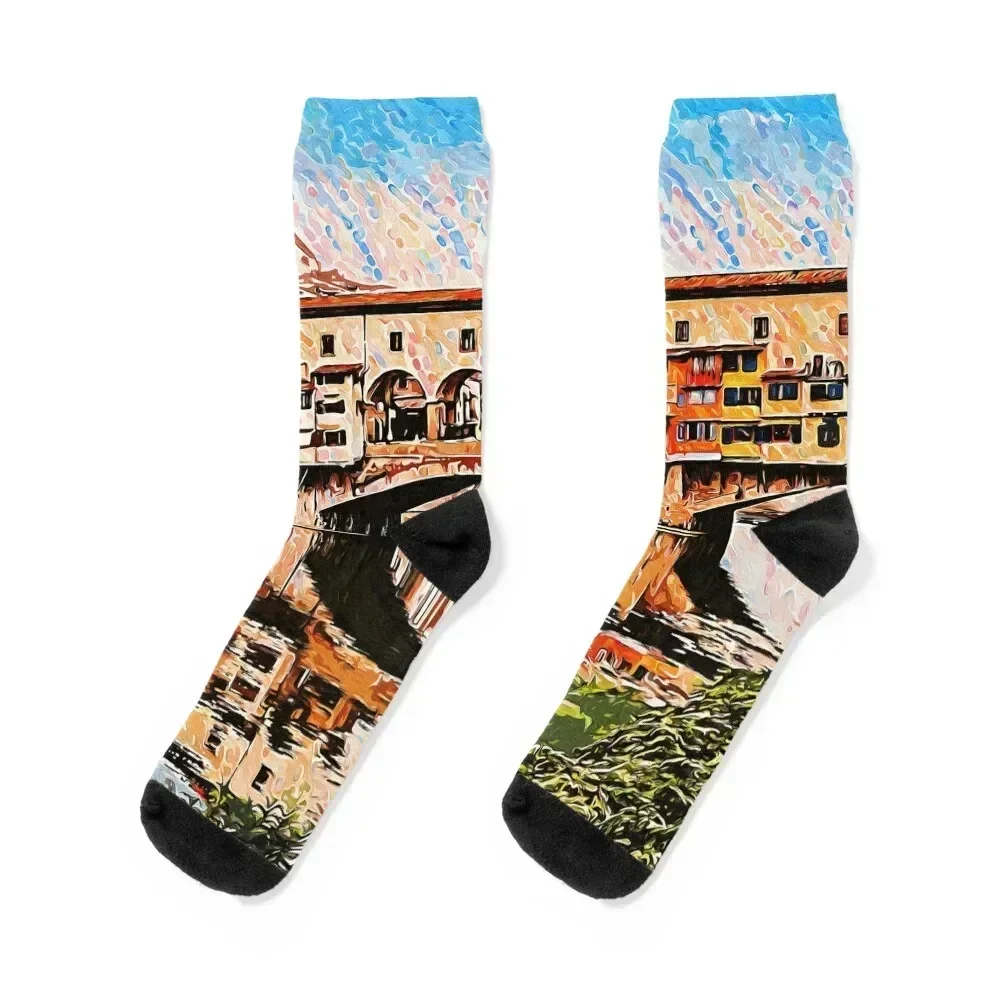 

Florence, Ponte Vecchio Socks christmas gifts new in's cotton Sports Socks For Man Women's