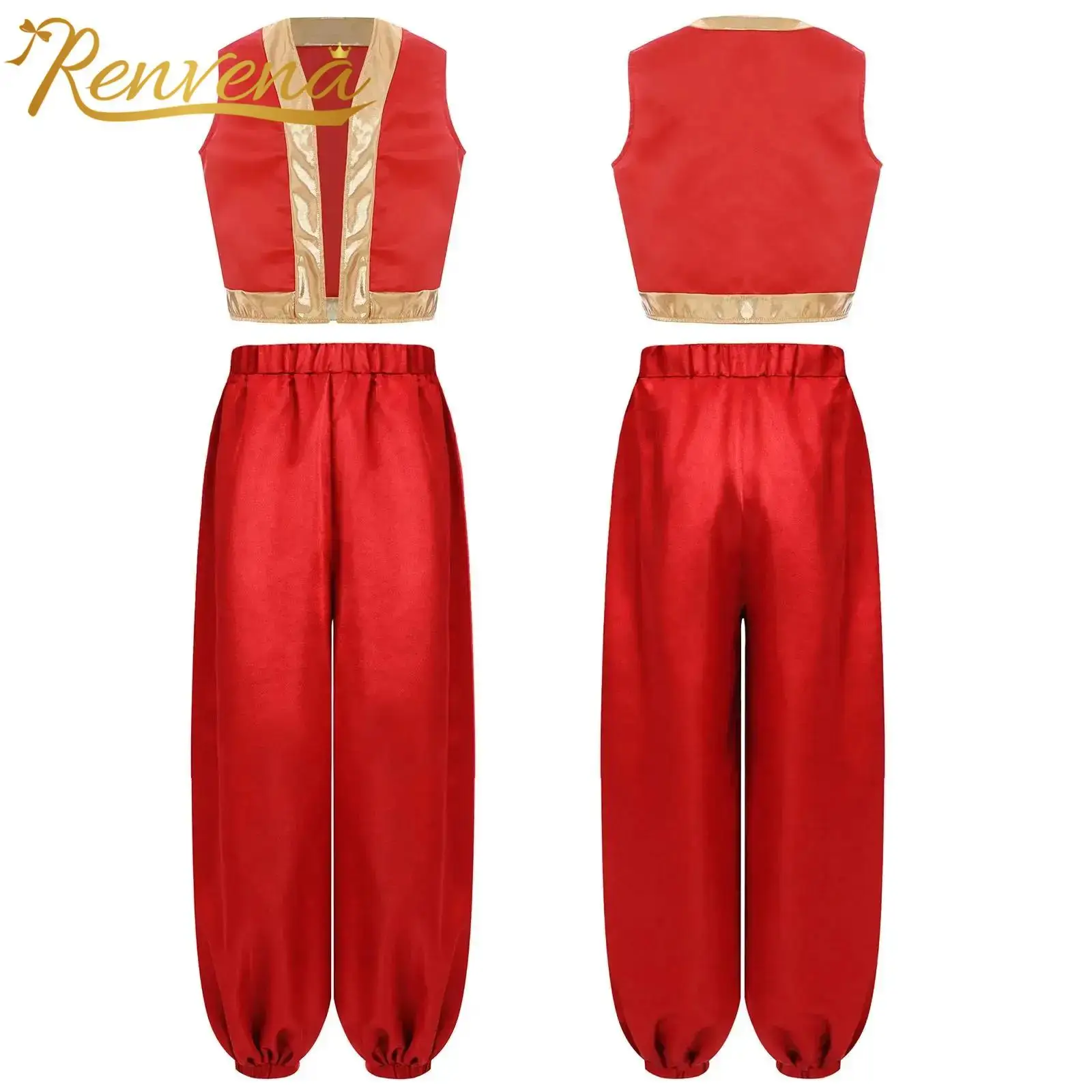 Kids Sets Girls Boys Arabian Prince Roleplay Costumes Game Character Cosplay Outfit for Halloween Theme Party Role Play Costume