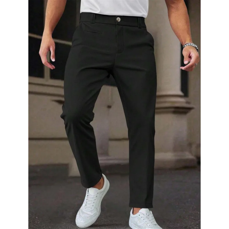 

Деловые повседневные длинные брюки 12500 мужские свободного кроя, удобные, дышащие, из полиэстера, на все сезоны: весна, лето, осень, зима