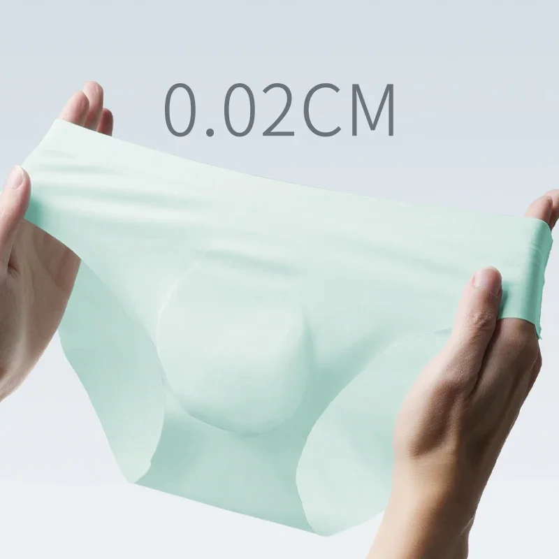 

Men's underwear Men's ice silk briefs summer breathable quick-drying seamless shorts Transparent ultra-thin personality underpan