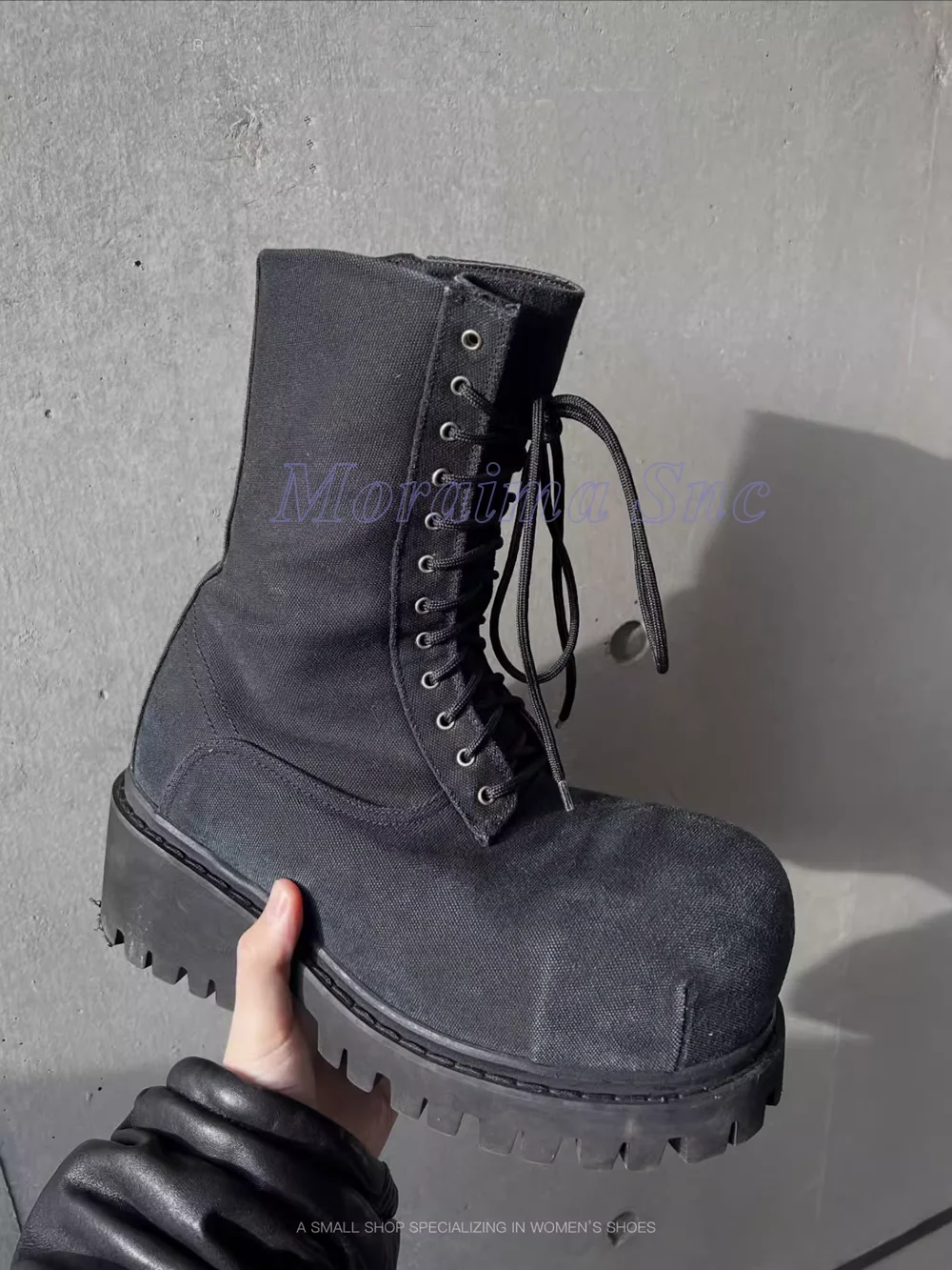 

Мужские ботинки в стиле ретро с большим круглым носком на шнуровке, модные парусиновые мужские рабочие ботинки на толстой подошве, зима 2026