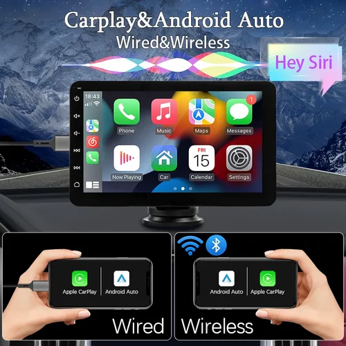 Imagen 2 del producto SINOVCLE 7 ""portátil inalámbrico Carplay Android Auto Radio reproductor Multimedia IPS pantalla táctil AUX USB Bluetooth enlace espejo