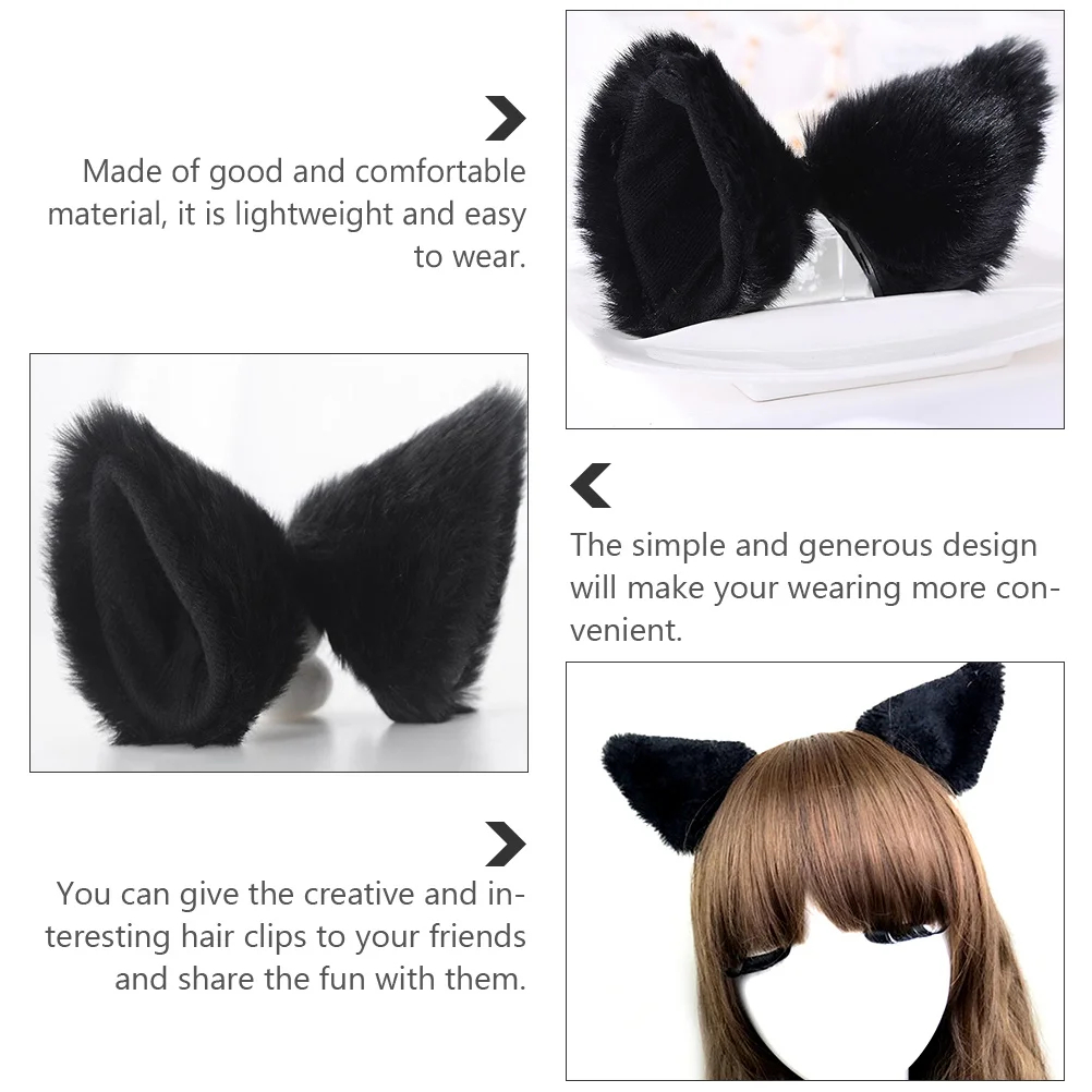 قطعتان من مشابك شعر أذن الثعلب خفيفة الوزن للحفلات التنكرية للفتيات والأطفال وإكسسوارات شعر على شكل أذن القطة وغطاء رأس تنكرية