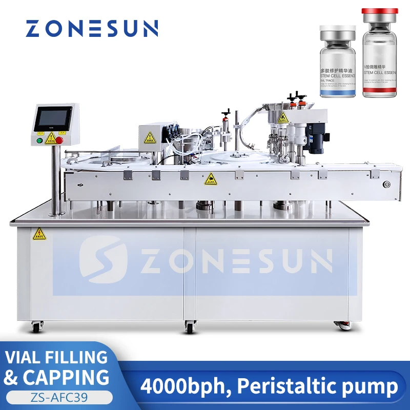 Zonesun ZS-AFC39 ماكينة حشو كابر أحادية الكتلة ماكينة تعبئة وتغطية الزجاجات الأوتوماتيكية ماكينة حشو المضخة التمعجية