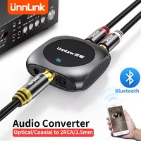 Unnlink Coaxial Audio Converter Bluetooth Digital To Analog Optical Fiber SPDIF to 2RCA 3.5mm Audio Adapter DAC For Amplifier TV