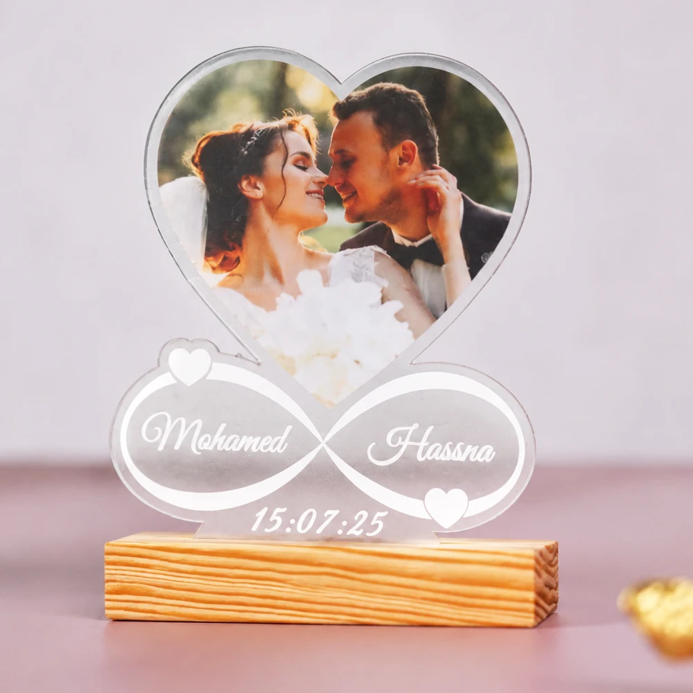 Custom Couple Photo Statuette Personalized Wedding Picture Acrylic Photo Cutouts Birthday Decorative Gifts For Wedding Party