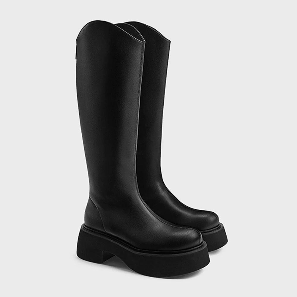 

FWRD Women's Leather V-Cut Thick-Sole Knee-High Riding Boots, Comfortable for Daily Wear & Fashion Looks #FWRD000291