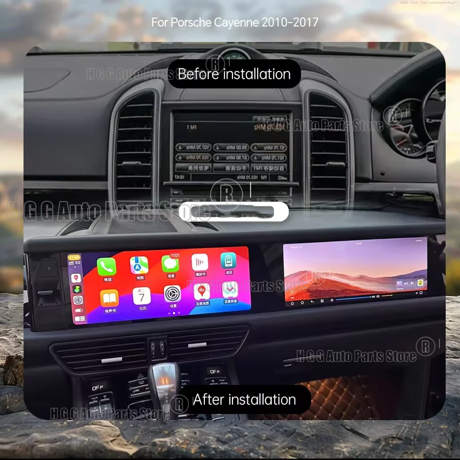 for Porsche Cayenne 2010-2017 12.3 Inch Dual Car Radio Android Upgraded 2025 Interactive Multimedia Video Player with Carplay