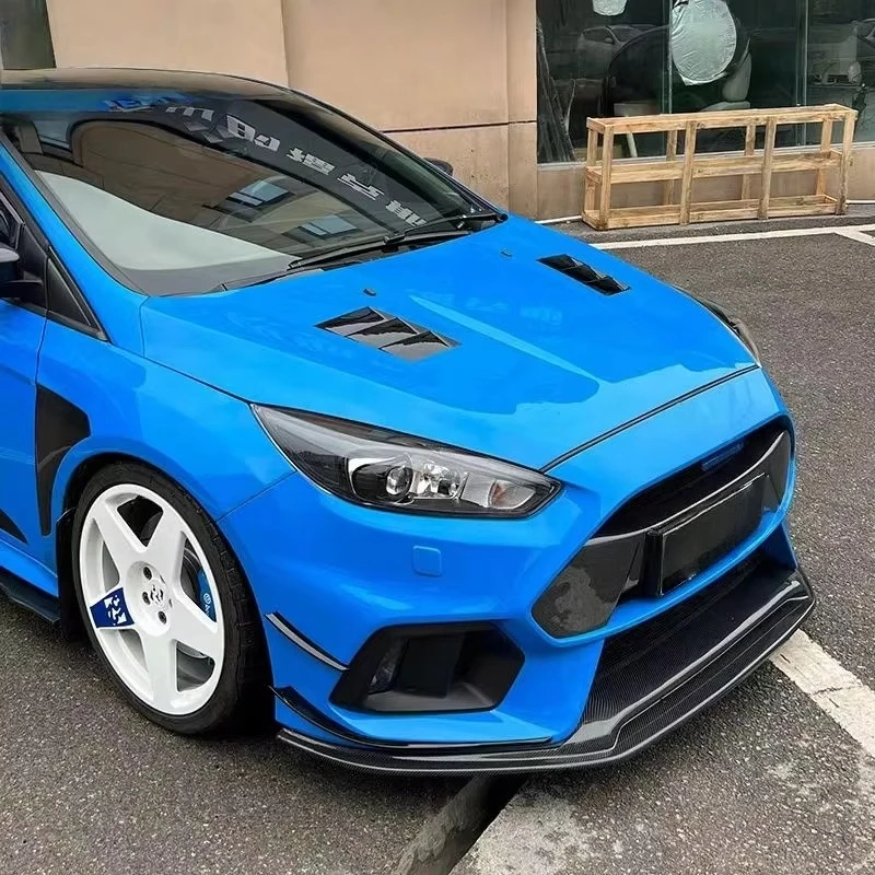 For Focus Carbon Fiber Bumper Upgrade Kit Front Splitter Grille Fog Light Covers Rear Diffuser Spoiler Fender Diffuser Tow Hook