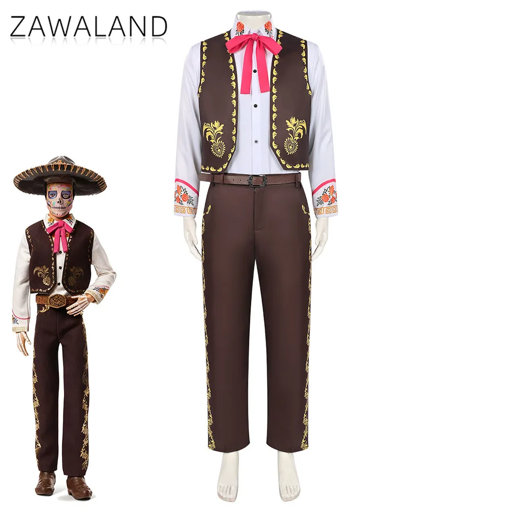 

Day of the dead Cosplay Costume 3 Pieces Set Clothes With Belt Festival Party Dress Up Suit For Adult Stage Performance Outfits