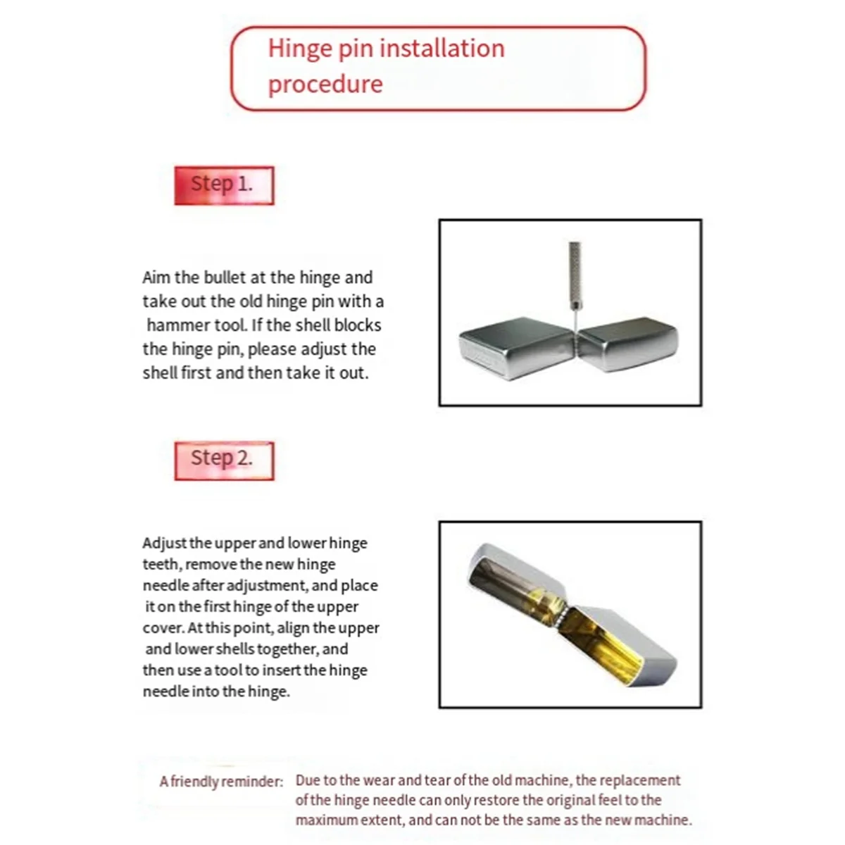 New Suitable for Zippo 9MM (1970-2004) Lighter Shell Hinge Pin Punch Latch Connection Pin