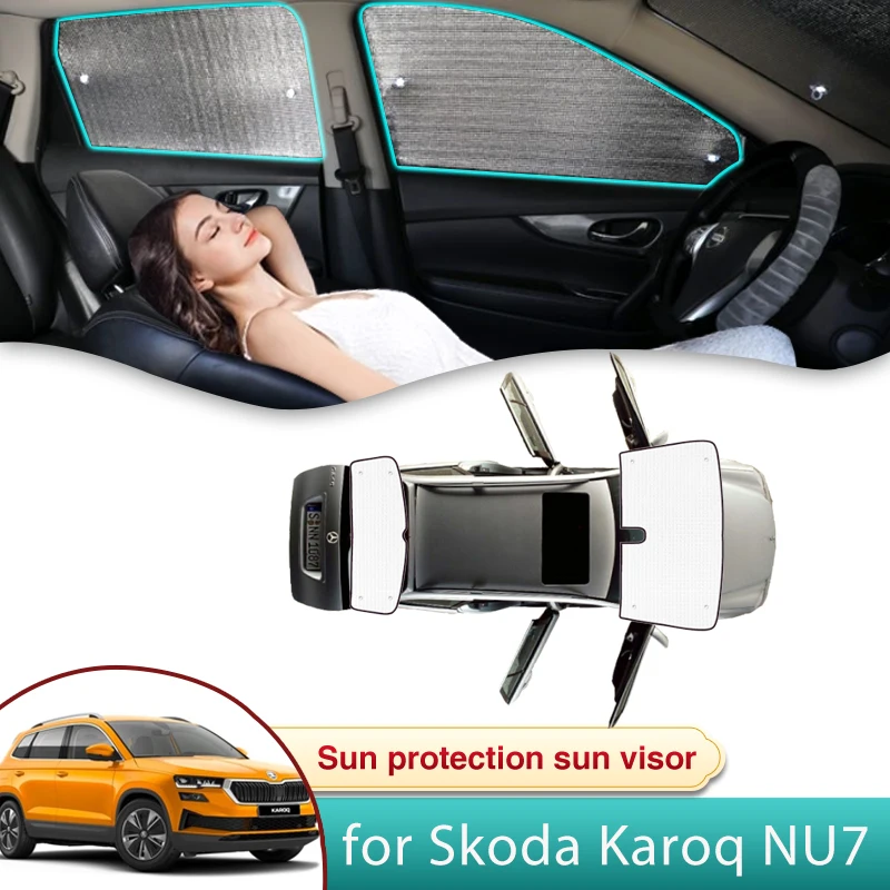 

Автомобильный солнцезащитный козырек для Skoda Karoq NU7 2018 2019 2020 2021 2022 2023 2024, аксессуары, солнцезащитный козырек на лобовое стекло, боковое окно, защита конфиденциальности