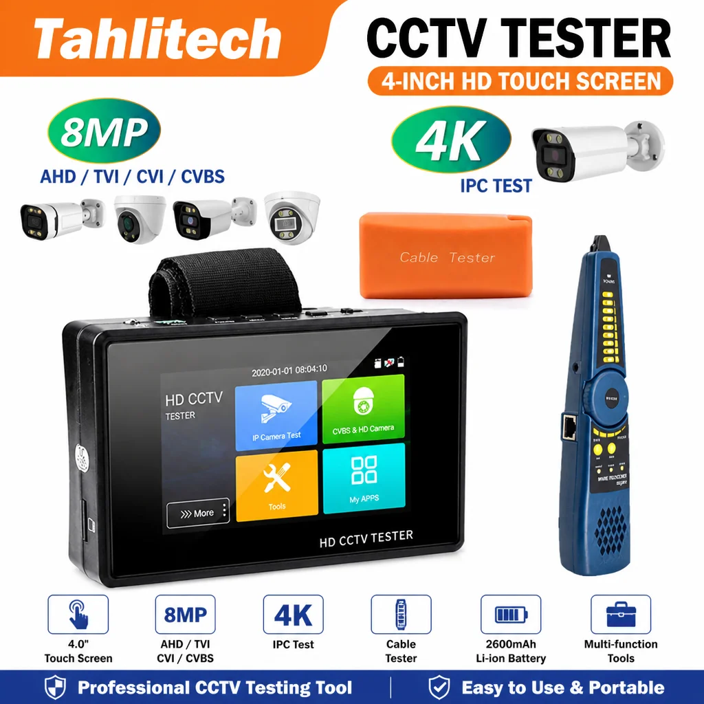 IPC-1800ADH Plus CCTV Tester Support Up to 4K IP Camera 8MP AHD TVI CVI Camera Video Monitor POE Out IP Scan UTP Cable Test