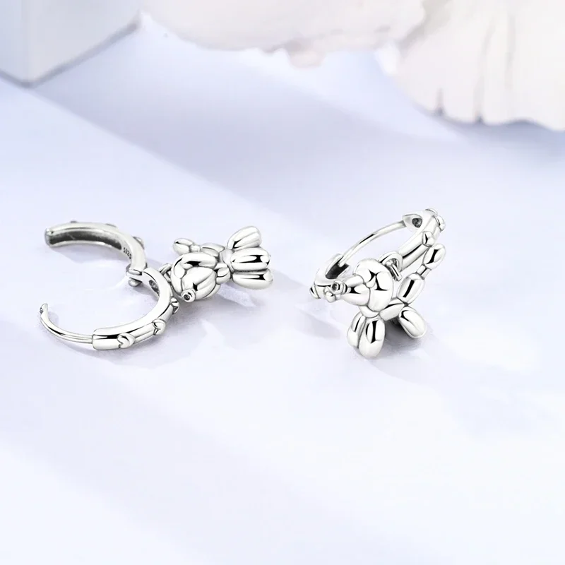 New 925 Silver VIP Dog Children's Fun Hoop Earrings Green Snake Earrings for Women Children's Birthday Party Jewelry Fine Gift