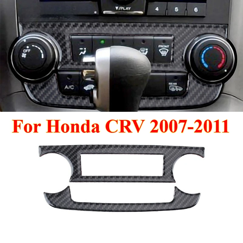 

2PCS for Honda CRV 2007-2011 Accessorie Carbon Fiber Interior Car Center Control CD Panel Volume Knob Frame Cover Trim