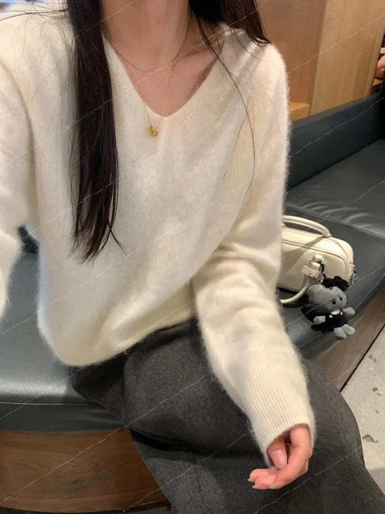 

Женский вязаный свитер Camere Fce, пуловер V-Ne, осень-зима, новый Sle, элитный, мягкий, удобный, длинный, све, базовый irt