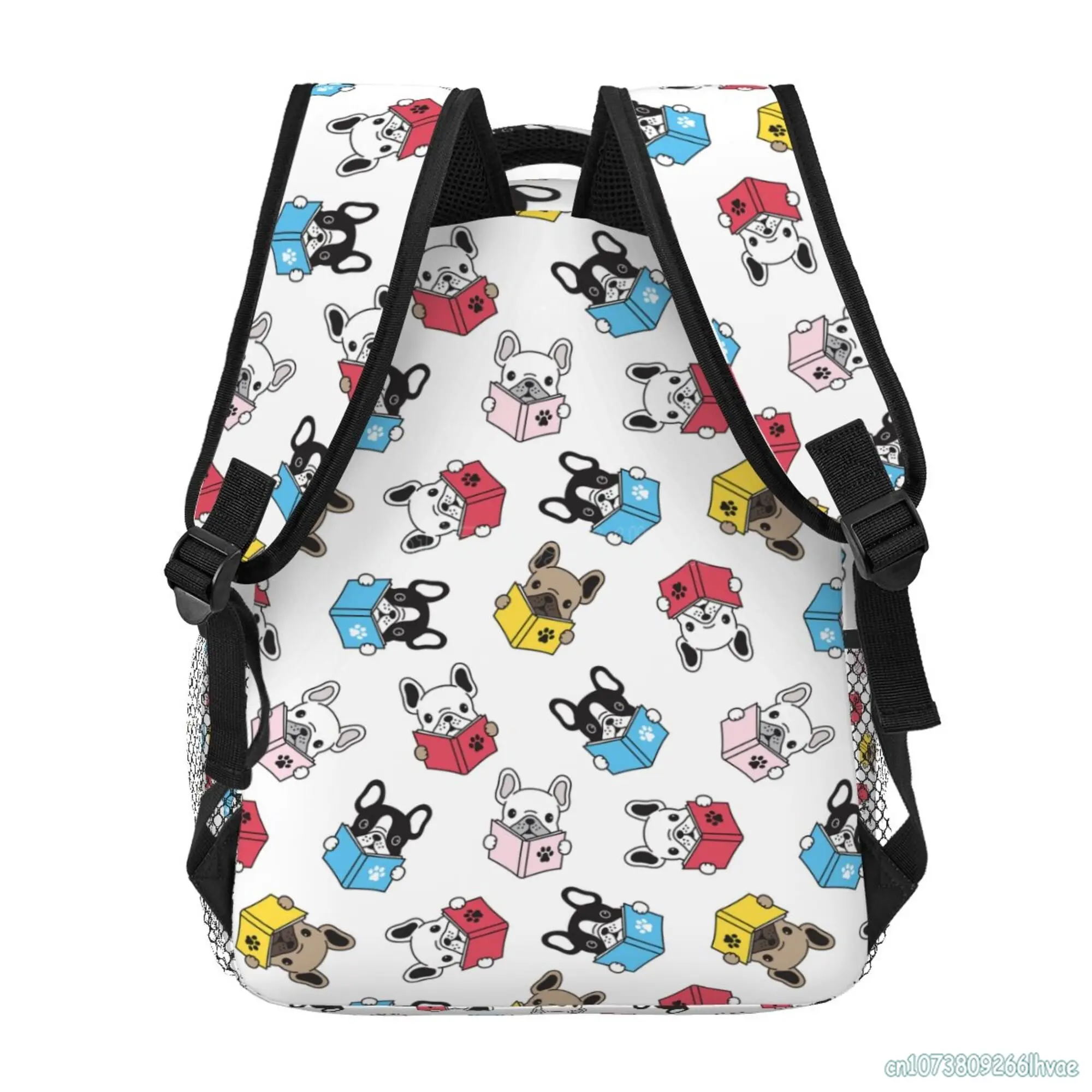 Niedliche französische Bulldogge Hund lesen Buch Muster Schult aschen Mode Reise rucksack Jungen Mädchen Schüler personal isierte Laptop tasche