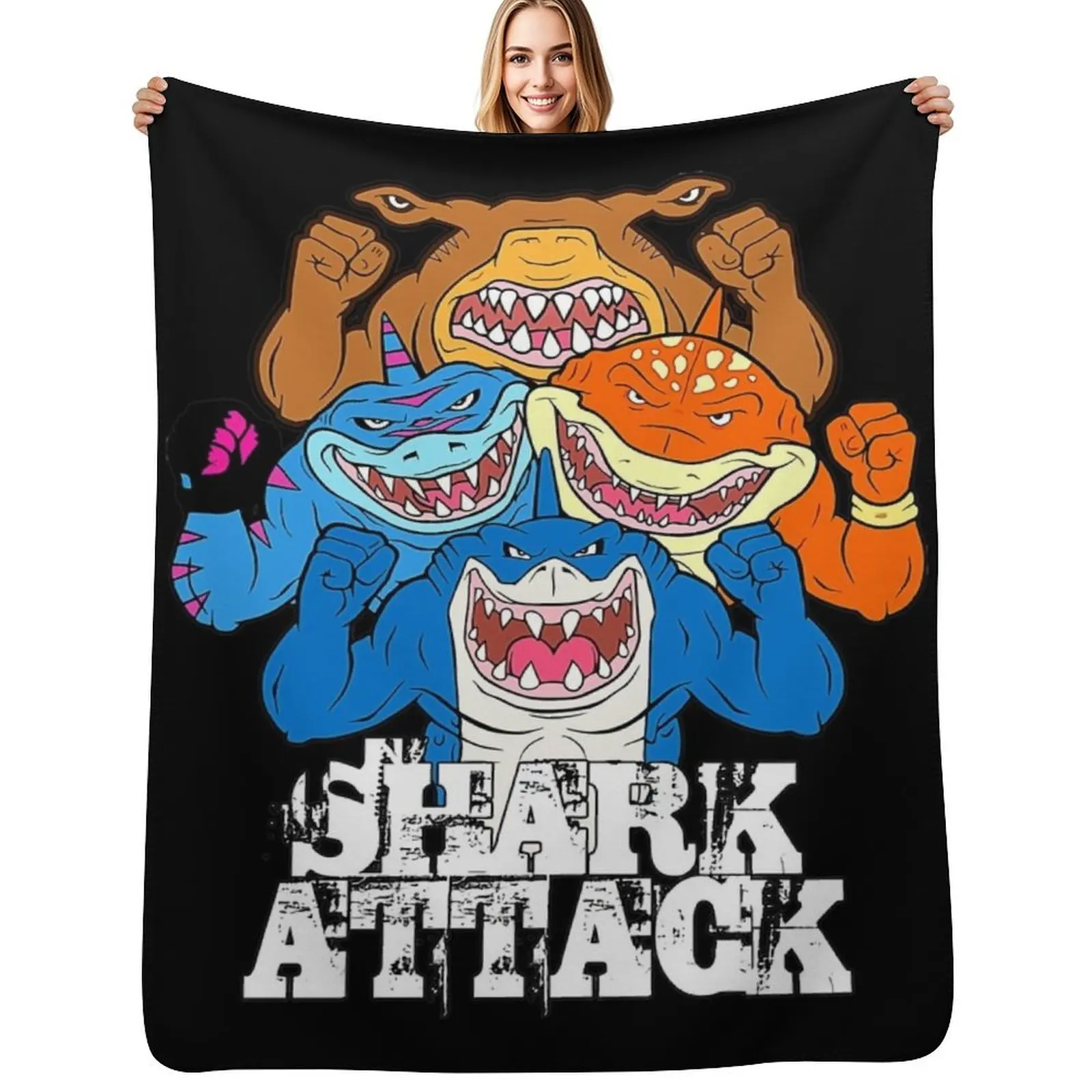 Street Sharks Throw Blanket Warm Accent Blanket for Living Room Decoration