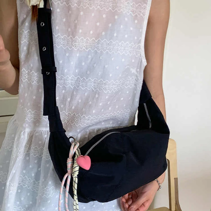 Borsa di tela semplice stile coreano per le donne Estate pendolarismo quotidiano Borsa a tracolla versatile Borse da cuscino casual in tinta unita