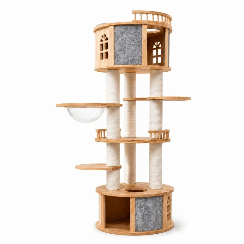 Solid wood cat climbing frame, not easy to drop chips cat frame cat climbing column c