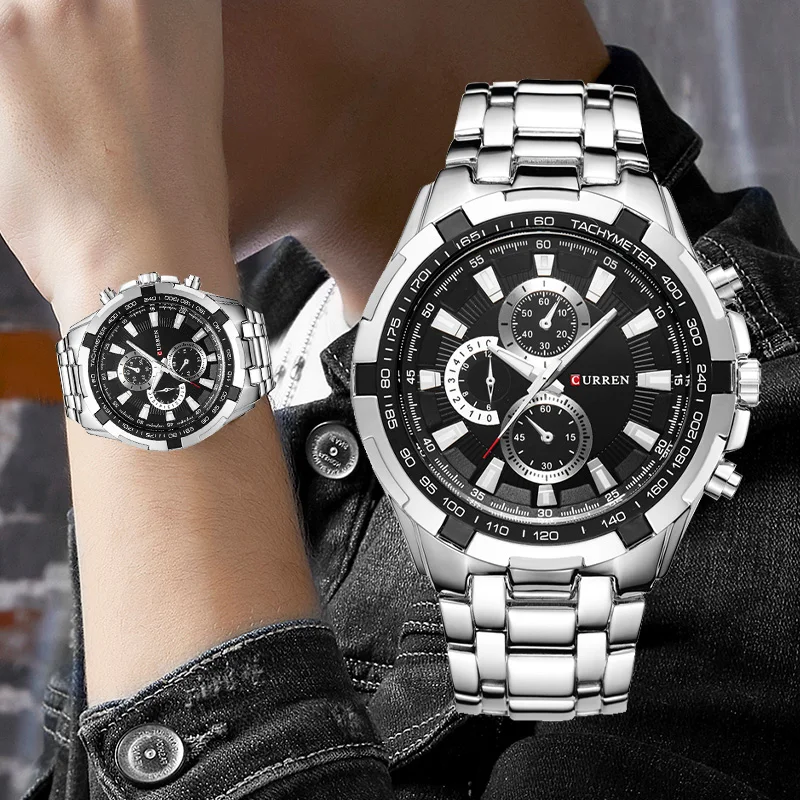 2022 CURREN Top Brand Orologio al quarzo da uomo Impermeabile Sport Orologio da polso militare da uomo Business Orologio maschile in acciaio inossidabile Reloj Hombre