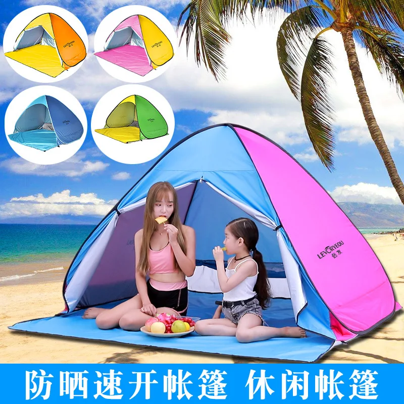 Tent Outdoor Camping Portable Folding Automatic Quick Open Double Layer 3-4 People Beach Camping Tent