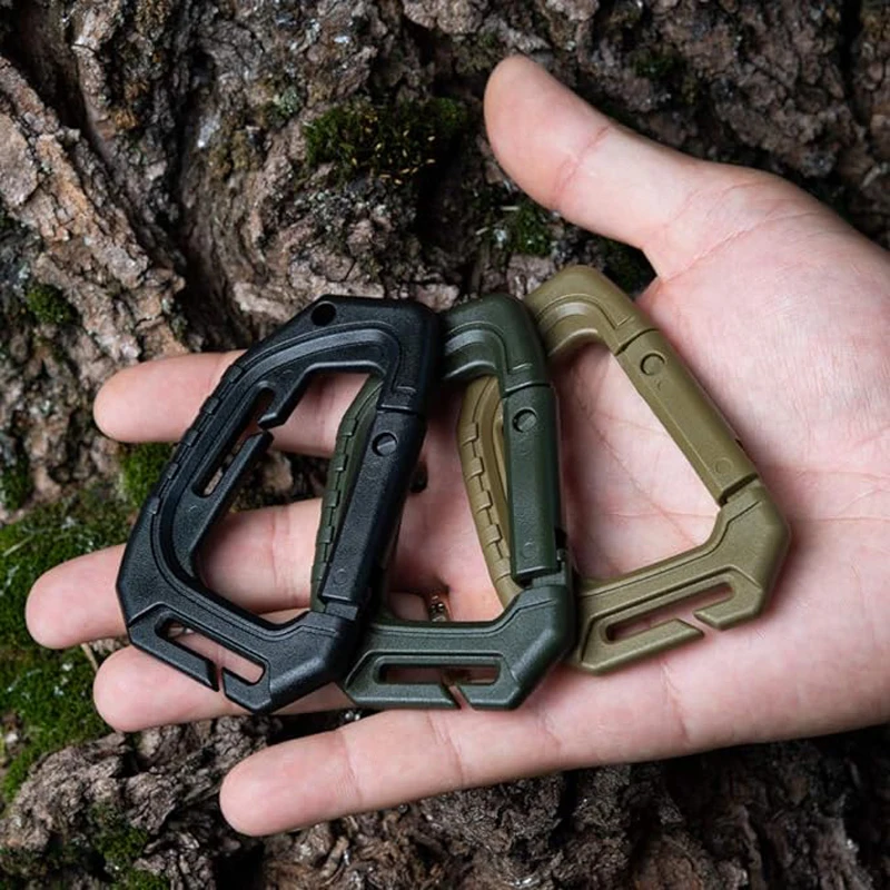 Military Plastic Tactical Carabiners - Multi Purpose Carabiner Clip Tactical D Ring - Plastic D-Clips Pack of 5