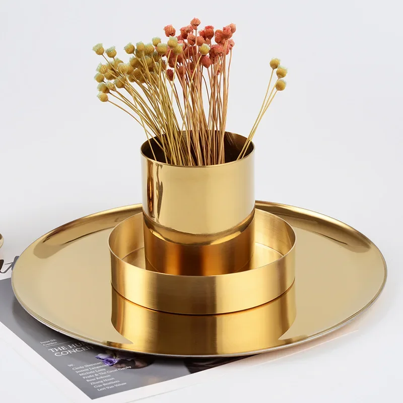 Pencil Cup Holder Pen Pot Makeup Brushes Holder Desk Stationery Organizer Stainless Steel (Gold)