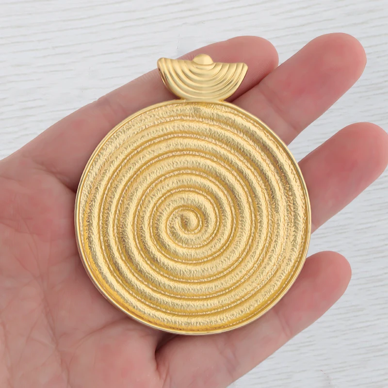 1 x Matte Gold Color Spiral Vortex Infinite Symbol Round Charm Pendant For DIY Boho Fashionable Necklace Jewelry Making Findings