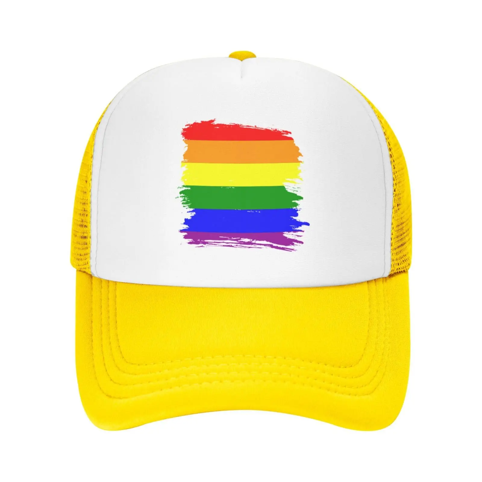 

Vintage Gay LGBT Rainbow Flag Men Women Mesh Baseball Cap Snapback Flat-Bill Dad Trucker Hat Unisex Adult Adjustable Hat