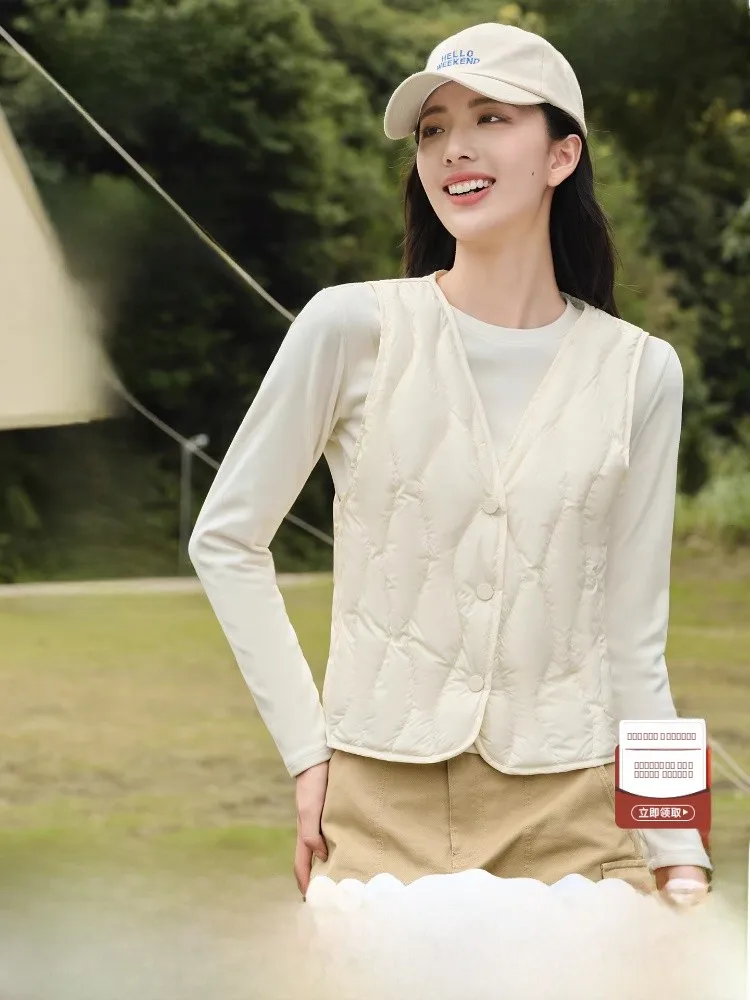 Snow Flng Lightweight ort down Vest Women's V-Ne Inner Jaet Outerwear Faionable Autumn Winter New Arrival