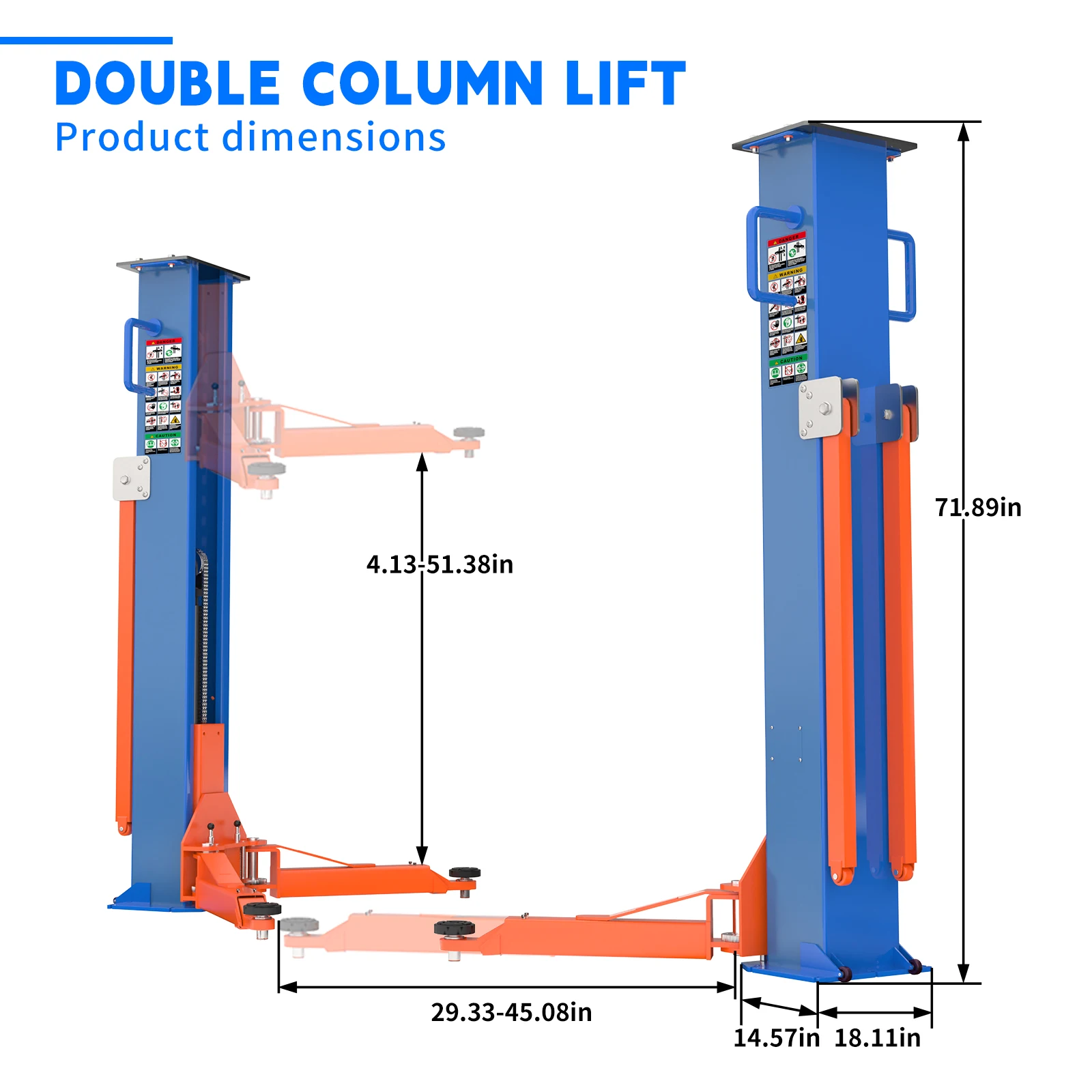 

10000 Lbs Two Post Car Lift, 2 Post Floor Plate Hoist Equipment For Home, Garage And Workshop