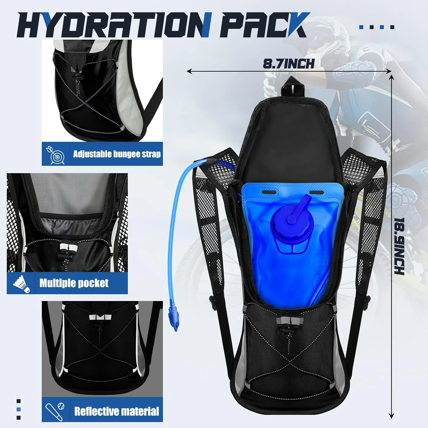 Stay Properly Hydrated on Your Outdoor Adventures with this Lightweight, Durable Hydration Backpack Set - Ideal for Active Men a