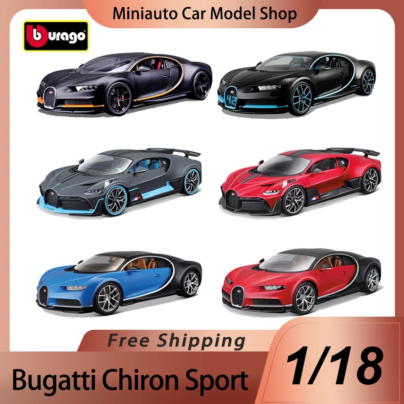 In Voorraad Bburago 1:18 Bugatti Sportlegering Miniatuur Diecast Model Bugatti Chiron Bugatti Divo Speelgoed Auto Model Kerst Kids Cadeau