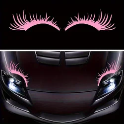 QF145-2pcs Car Headlights Eyelashes Stickers For Car Truck Light Bumper Decoration Vinyl Waterproof Decal Large Fashion Eyelash