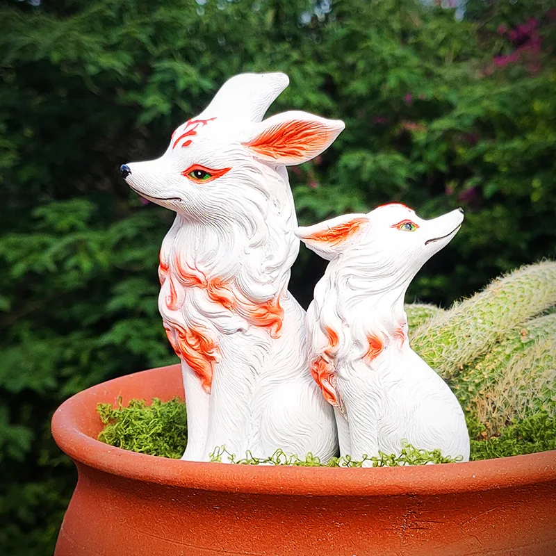 Fox Ornaments Nine-Tailed Fox Decorative Accessories Garden Art Figurine Decoration Resin Animal Sculpture Ornament Room Decor