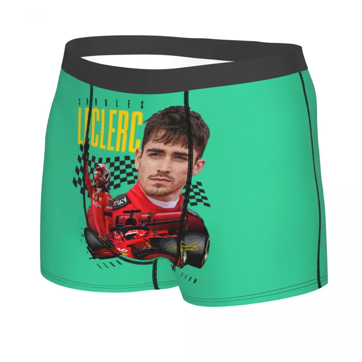 Custom Male Funny Charles Leclerc 16 Sport Racing Car Underwear Boxer Briefs Soft Shorts Panties Underpants