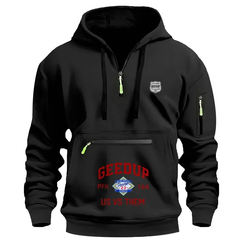 

New fashion for men's casual sweatshirts in autumn and winter 2025: multi-pocket zipper large-sized loose long-sleeved sports sw