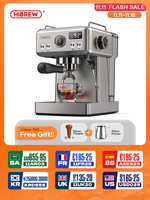 HiBREW 20Bar Semi Automatic Espresso Coffee Machine Temperature Adjustable 58mm Portafilter Cold/Hot Coffee Maker Metal CaseH10A