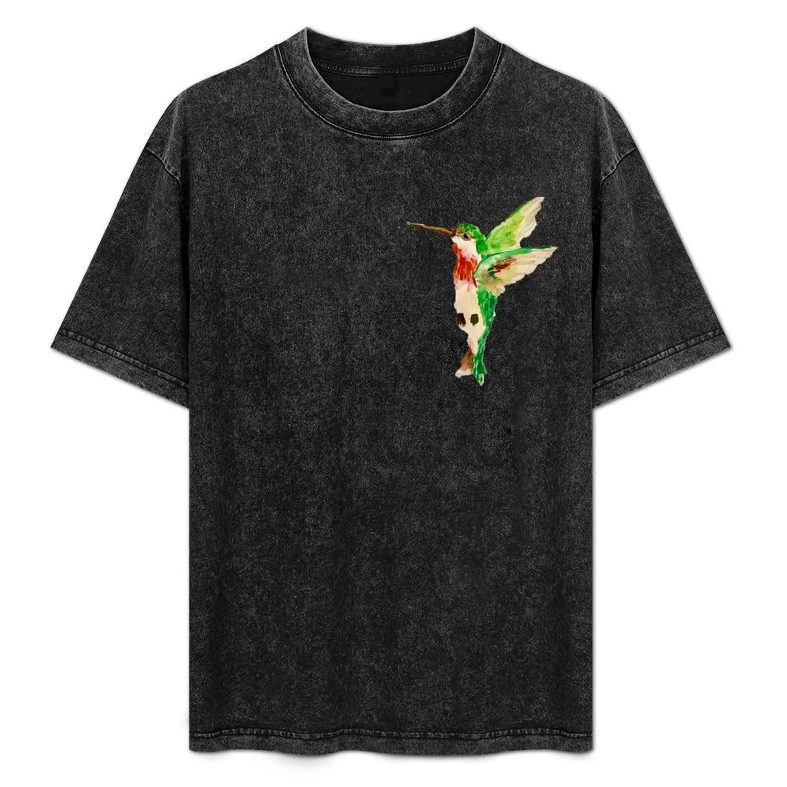 

Humming Bird With Purple Flowers T-Shirt Durable Work Wear T-Shirt