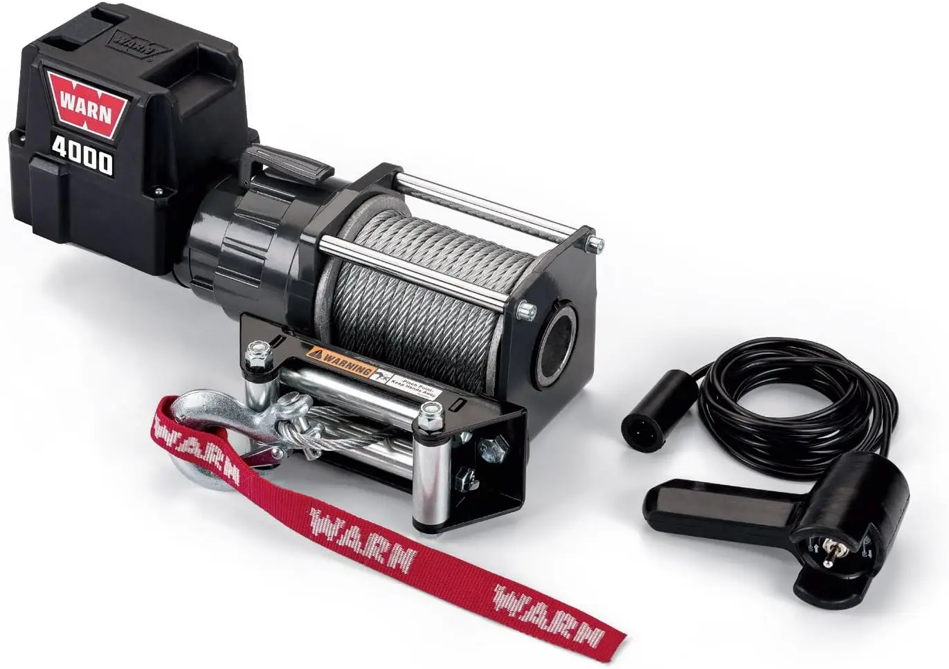 WARN 94000 4000 DC Series 12V Electric Winch with Steel Cable Rope: 7/32" Diameter x 43' Length, 2 Ton (4,000 lb) Capacity