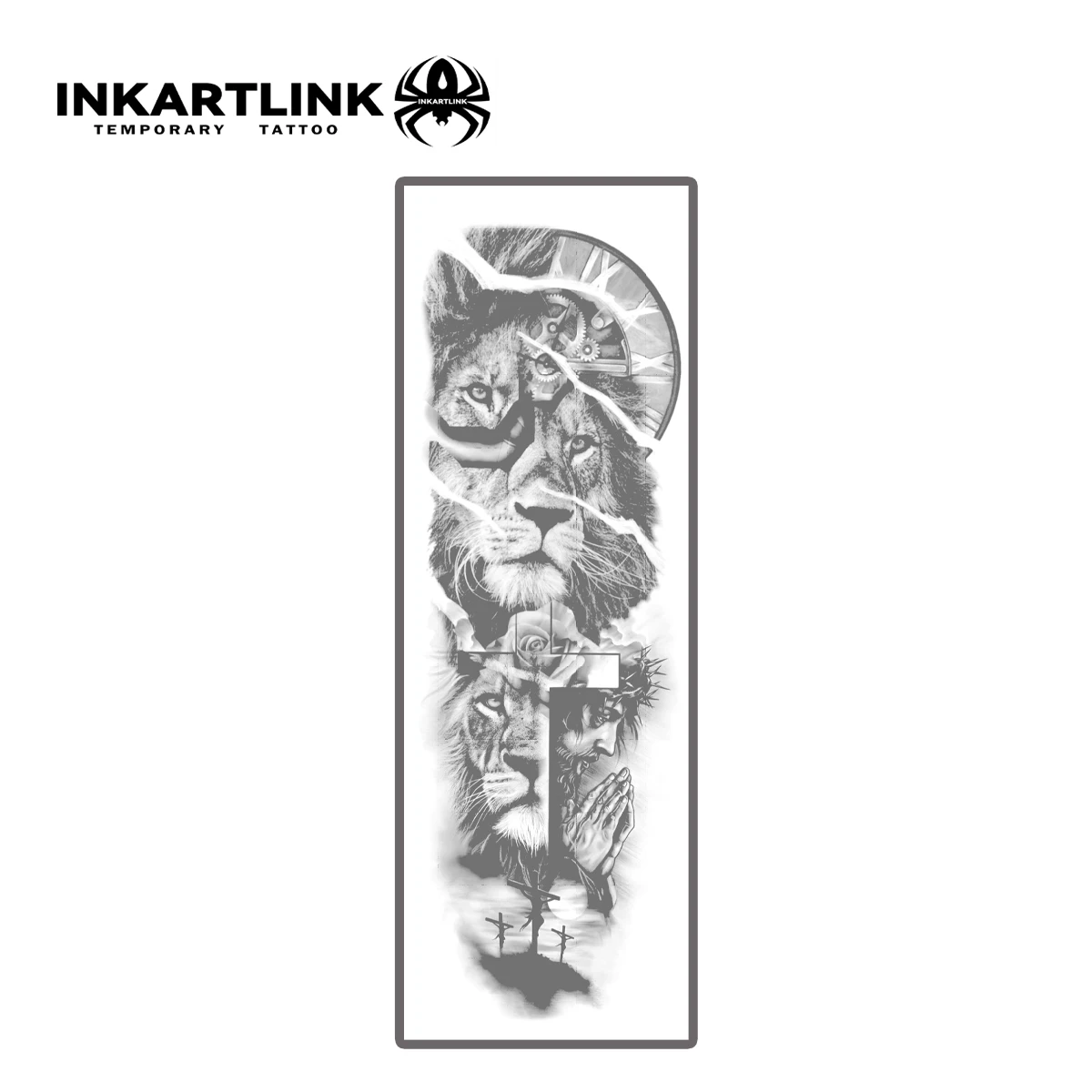 Mechanical Lion Temporary Tattoo,Lasts To 15 Days New Technology Magic Waterproof Semi Permanent Sticker,For Men Sleeve Tattoos.