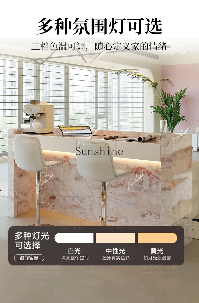 WLiving room sofa back against mountain rock slab against wall integrated storage household storage cabinet