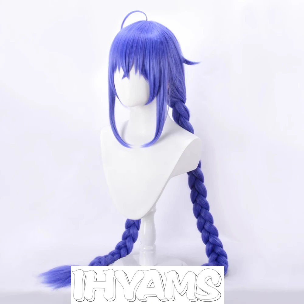 110 cm blauw paars gemengde lange dubbele vlechten Roxy pruiken hoge temperatuur vezel synthetisch haar cosplay pruiken