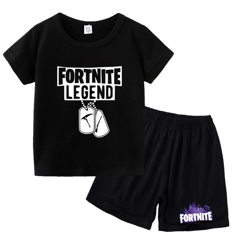 بدلة شورت تي شيرت من سلسلة Fortnite للأطفال، مجموعة بلوزات وسراويل صيفية لطيفة للمنزل، هدية عيد ميلاد #4